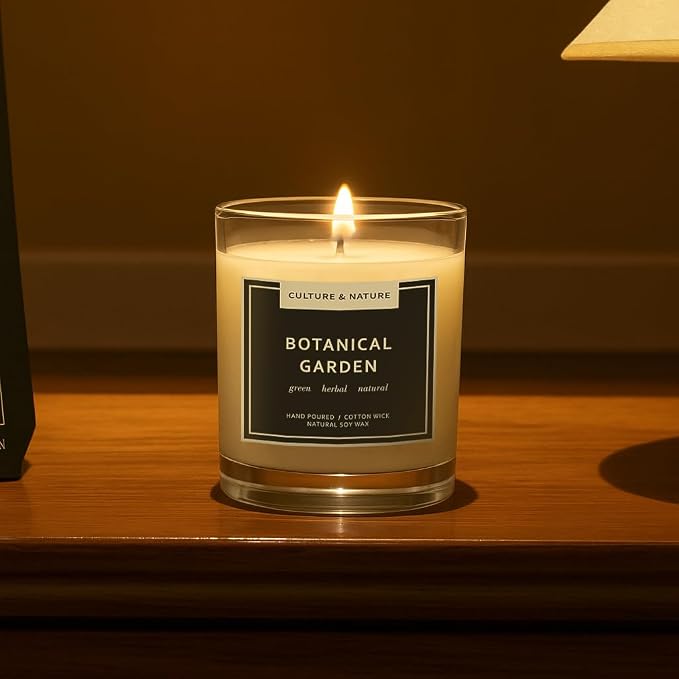 CULTURE & NATURE Natural Soy Wax Candle 7oz Botanical Garden Scented