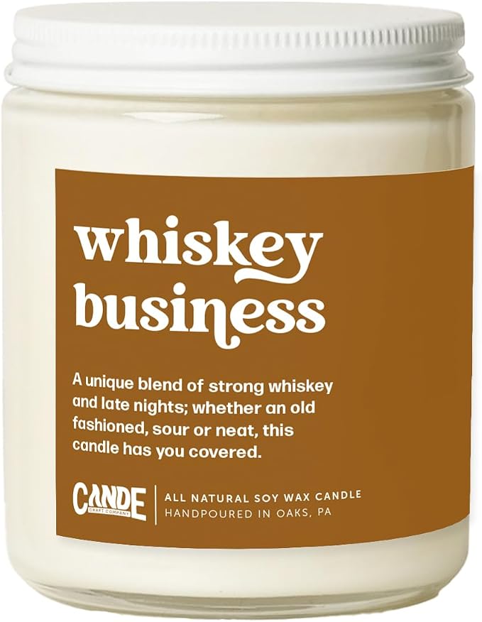 CE CRAFT Scented Candle - Gift for Coworker, Funny Gift for Her, 8 Ounce Glass Jar Candle, 50+ Hour Burn Time (Whiskey Business)