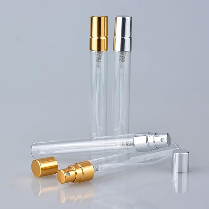 20 Pack 10ml Glass Perfume Spray Bottle Set Refillable Cosmetic Atomizer for Travel, Bulk Empty Mist Bottles