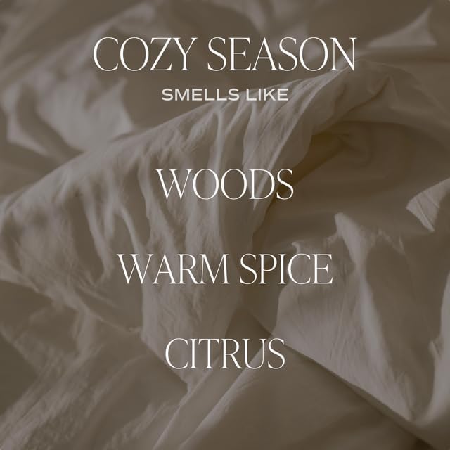 Sweet Water Decor Cozy Season Candle, 12oz Sandstone Glass Jar, Autumn Scented Notes of Woods, Spice, & Citrus, 50+ Hour Burn Time, Non-Toxic Soy Wax Blend, Poured in the USA, Cotton Wick