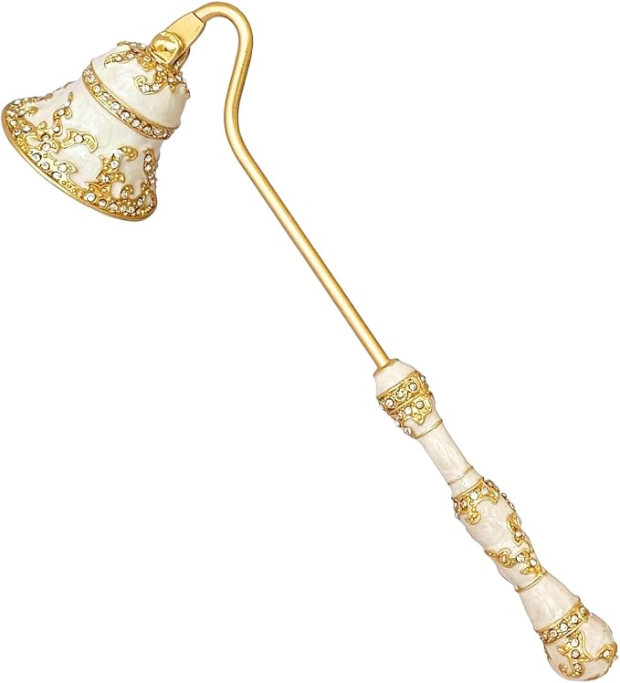 MUXSAM Vintage Candle Snuffer, Handheld Candle Extinguisher with Long Handle Wick Flame Snuffer Metal Candle Accessory for Home Decoration, White Teacup