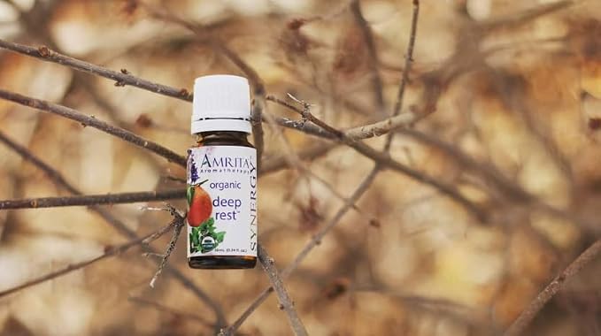 Amrita Aromatherapy USDA Certified Organic Deep Rest Essential Oil Blend - Non-GMO Relaxation, Sleep & Calming Synergy Blend - Undiluted, 10ML