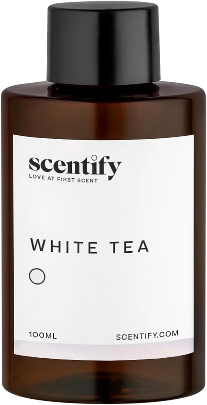 Scentify White Tea Aroma Oil Refill for Diffusers – Citrus, White Tea & Soft Florals, Amber Woods & Palo Santo – Luxury Aromatherapy Fragrance – 100ml / 3.38oz