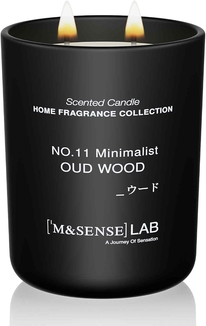 M&SENSE Natural Soy Large Candle| Oud Wood | 16.6 oz, 95H Burn | Mini Spring Scented Candles for Relaxation, Meditation, Home Décor | for Bedroom, Office, Party