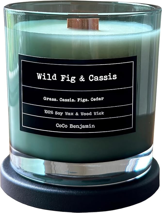 100% Soy, Highly Scented, Hand Poured Soy Candle (Wild Fig & Cassis (Wooden Wick))