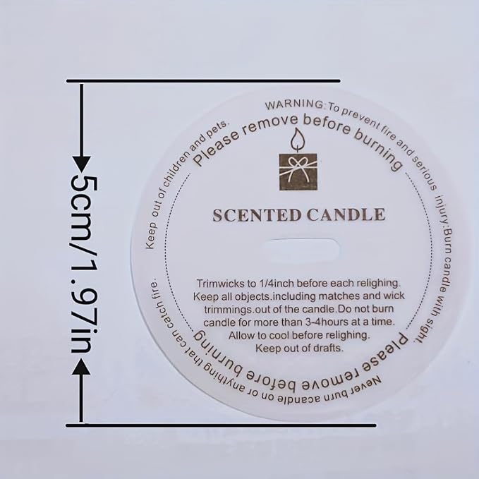 YiJiaXiang Round Scented Candle Warning Safety Stickers, Clear Labels with Candle Care Instructions, Please Remove Before Burning (200, Diameter 5cm)