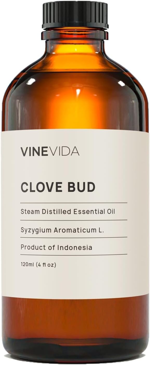 VineVida Clove Bud Essential Oil, 4 oz - Undiluted, DIY Candle Scents, Bulk for Soap Making