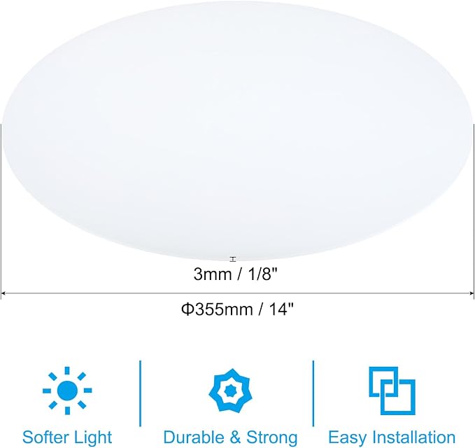 PATIKIL Lampshade Diffuser, 14" Diameter Round Diffuser for Drum Lampshades Pendants Light, DIY Light Shield, Frosted White