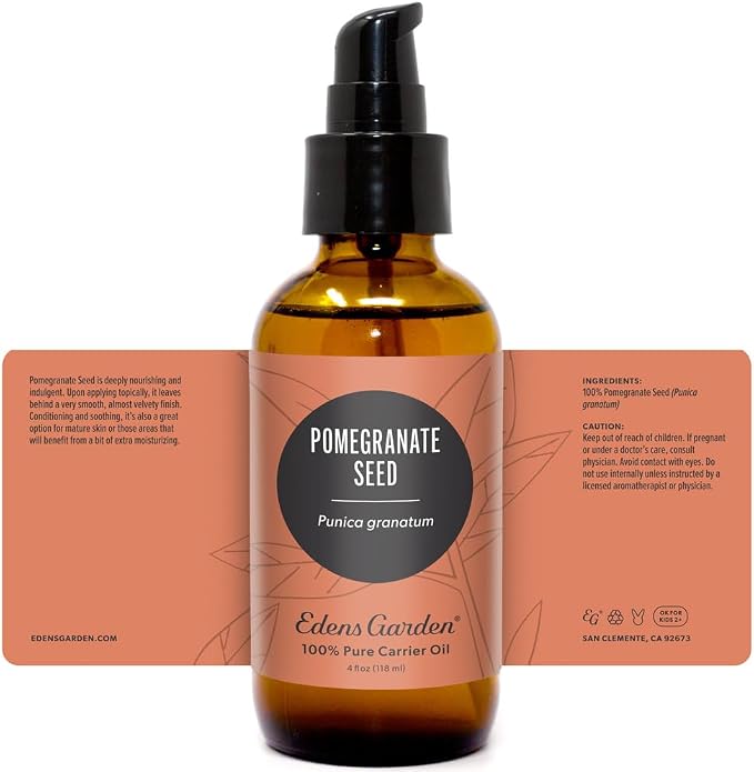 Edens Garden Pomegranate Carrier Oil- 100% Pure Premium Cold Pressed & Hexane Free, Antioxidant, Natural Moisturizer for Face, Skin, Hair, Scalp & Nails, Diluting Essential Oils 118 ml (4 fl oz)