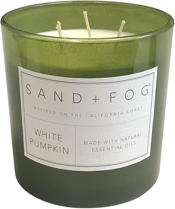 Sand + Fog Scented Candles - White Pumpkin - Additional Scents and Sizes - 3 Wicks 100% Cotton Lead-Free - Luxury Air Freshening Jar Candles - Perfect Home Decor - 21 oz