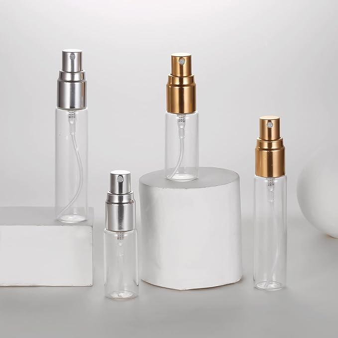 20 Pack Set 10ML Protable Refill Bulk Atomizer Spray Travel Perfume Bottle Hydrating Empty Bottle (Silver Caps)