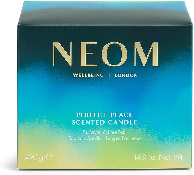 NEOM Perfect Peace 3 Wick Candle | Myrrh, Fir & Lime Peel I Pure Essential Oils I 100% Naturally derived Wax I Hand Finished I Relieve Tension