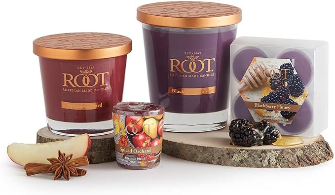 Root Candles Scented Candles Honeycomb Beeswax Blend Premium Handcrafted Candle, Large Veriglass, BlackBerry Honey