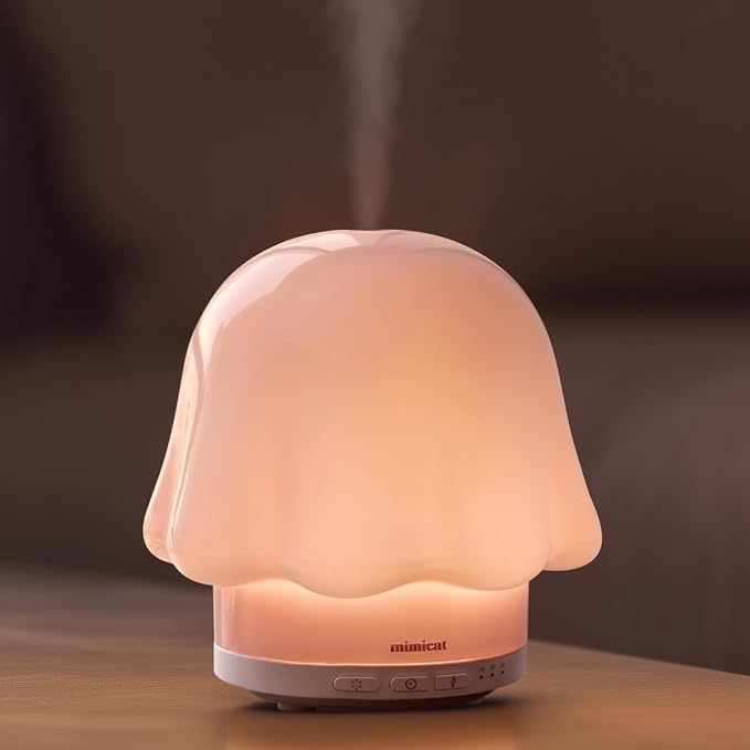 Essential Oil Diffuser for Home Glass: mimicat Timer 120ml Ultrasonic Cool Mist Aromatherapy Diffusers for Bedroom Office with Soft Night Light Pink