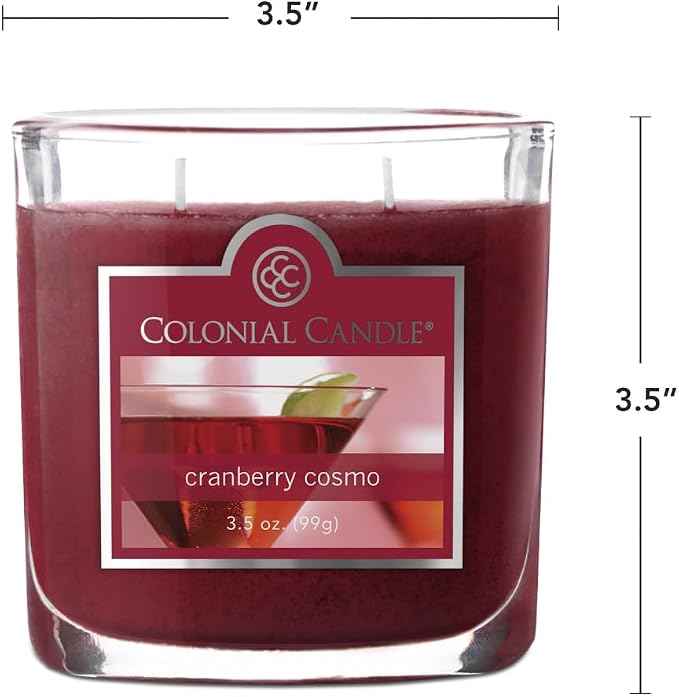 Colonial Candle Cranberry Cosmo Scented Jar Candle, 2 Wick, 3.5 oz, Mottled Wax Candle