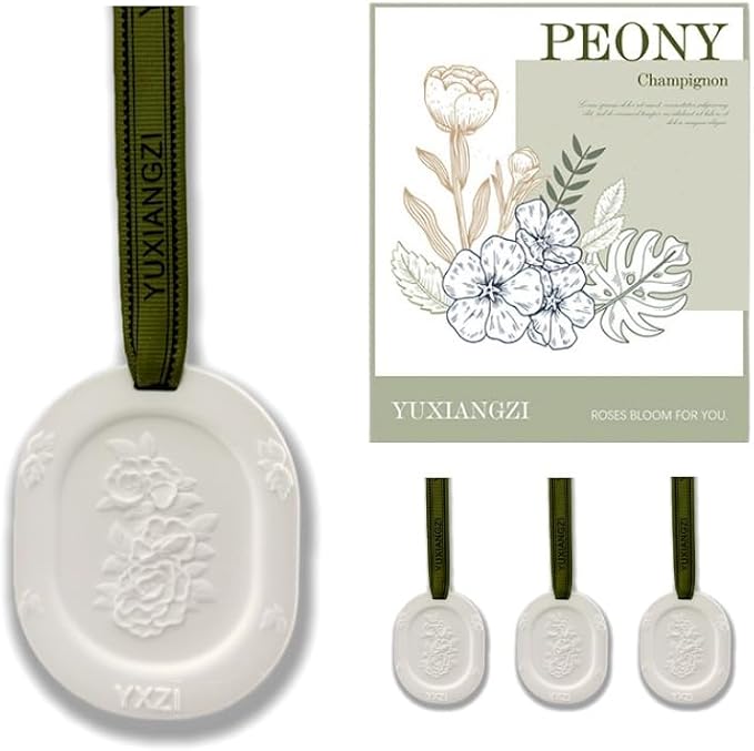 G MiDui'S Passive Essential Oil Diffuser - 3pcs Small Sage Green Ceramic Plaster Stone Flower Set for Aromatherapy Fragrance - Waterless and Battery Free for Women Home Closet Car Bathroom Wardrobe