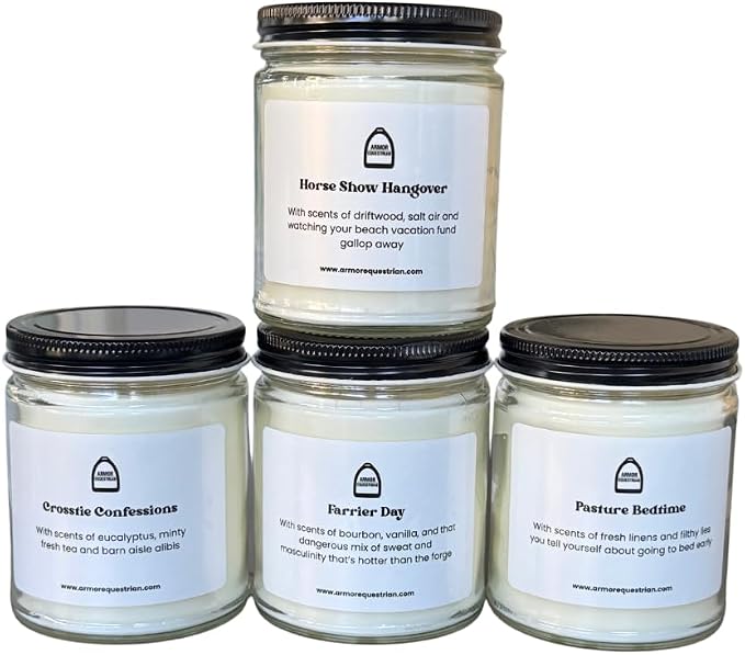 Pasture Bedtime Candle - Fresh Linen Scented 9oz Soy Wax Candle | Funny Equestrian Gift for Horse Lovers