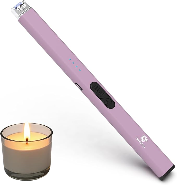 Elegant Electric Candle Lighter for Women with USB-C Charging, Portable and Easy to Use, Stylish Arc Lighter for Candles (Pink)