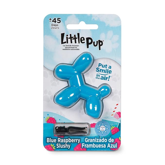 Little Pup 96613 Blue Raspberry Slushy Scent Car Air Freshener A/C Vent Clip Uses Alcohol-Free Fragrance Oil is Non Hazardous and Non Toxic, Pack of 2
