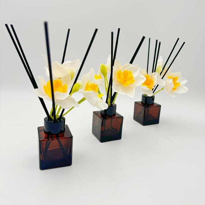 Empty Reed Diffuser Bottle and Black Reed Diffuser Sticks Refill Set for Bathroom Hotel Home Decoration (3, Brown, 100ml)