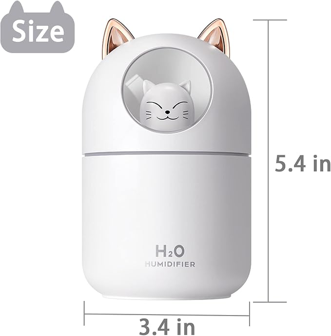 Small Humidifier 2PCS Cute Portable Cool Mist Humidifier with 12 Filter Sticks 7 Color Night Light USB Air Humidifiers for Bedroom Office Desk,Car,Travel (Pink+White+12 Filter Sticks)