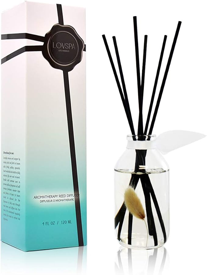 Cotton Blossom Diffuser Set, Shelf Decor, Home Fragrance, Room Scent | Sun dried linen, grass, and mandarin blossom profile, guest bath, decorative glass bottle, entryway, living room