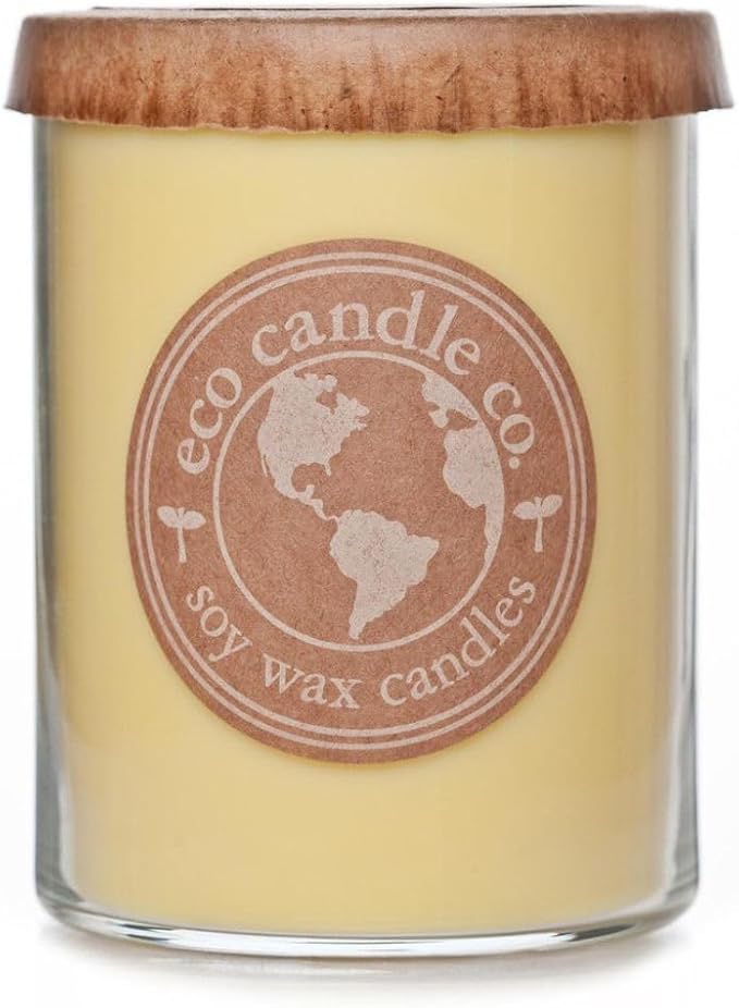 ECO CANDLE CO. Recycled Candle, Meyer Lemon, 26 oz. - Scents of Lemon, Bergamot, Orange - 100% Soy Wax, No Lead, Kraft Paper Label & Lid, Hand Poured, Midwest Grown Soybeans