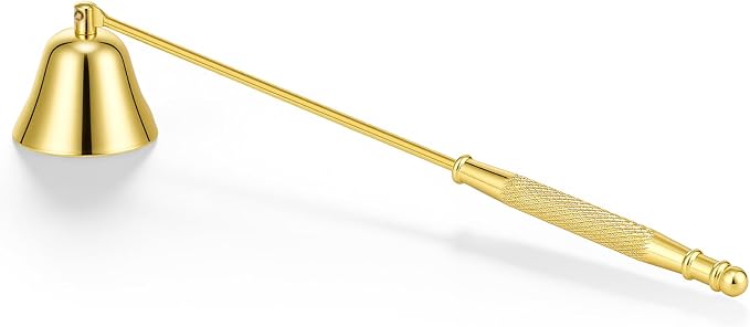Vaincre Stainless Steel Candle Snuffer - Gold Candle Extinguisher with Long Handle, Decorative Snuffer Accessory for Putting Out Wick Flame Safely