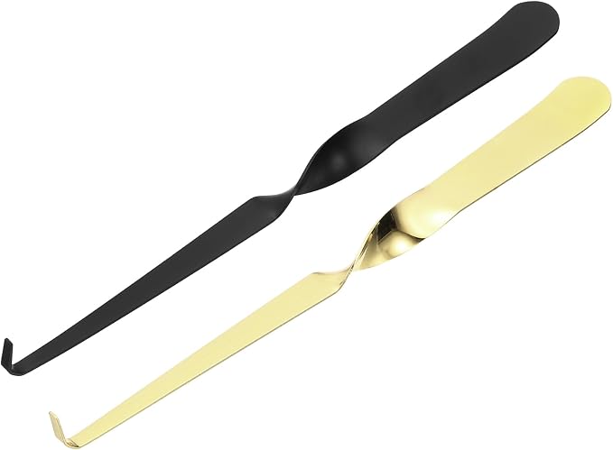 uxcell 2 Pcs Candle Wick Dipper, Stainless Steel Candle Wick Hook, Flame Dipper Snuffer Extinguish Accessory Twisted Design for Putting Out Flame Home Decor Gifts, Black/Gold