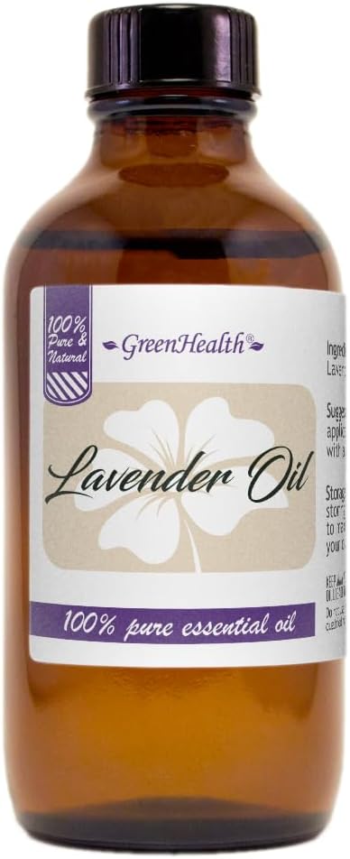 GreenHealth Lavender Essential Oil – 4 fl oz – Amber Glass Bottle - Therapeutic Grade, Premium Quality for Aromatherapy, Relaxation & Home Use
