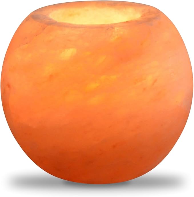 Zen'Light Himalayan Salt Crystal Candle Holder Sphere 900 g – 100% Genuine Natural Himalayan Salt Crystal – Hand Carved – Candle Holder Made of Quality Natural Material – Rounded Shape