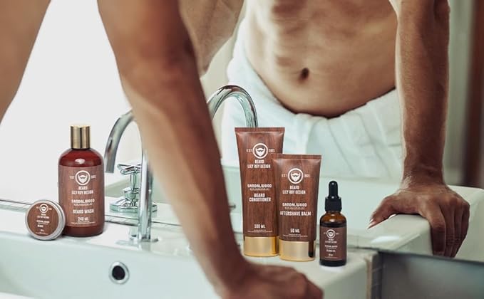 Fathers Day Gifts, Gift for Men, Spa Set for Men - Luxuious 30-Piece Sandalwood Bath & Beard Gift Set, Bath & Body Care Kit for Him | Christmas, Valentines Day, Birthday, Gift for Dad
