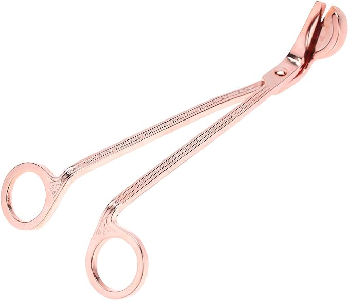 Changor Candle Wick Trimmer Rose Gold, Stainless Steel Candle Heart Clip Scissors Wick Cutter Scissors Tool for Candle Lovers, Reaches Deep to Cut Wick for Burn and Prevent Soot, 6.9 * 2.3in