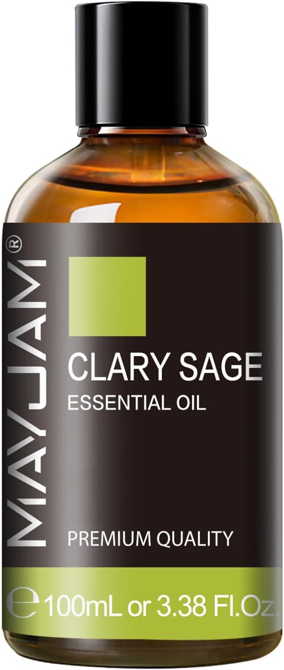 Clary Sage Essential Oil with Glass Dropper - MAYJAM Pure Clary Sage Oil Essential Oils for Diffusers for Home - Perfect for Aromatherapy and Relaxation - Huge 3.38fl.oz