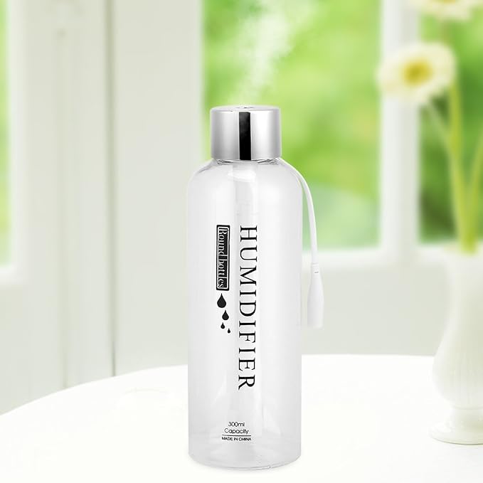 Focket Air Humidifier,300ml Mini Portable Quiet Operation Transparent USB Water Bottle Air Diffuser Fine Mist Automatic Power Off Mist Maker for Car Office Home Study