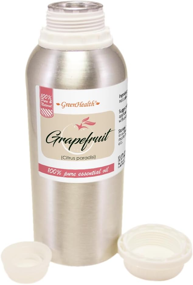 Grapefruit Essential Oil – 8 fl oz (237 ml) Aluminum Bottle w/Plug Cap – 100% Pure Essential Oil – GreenHealth