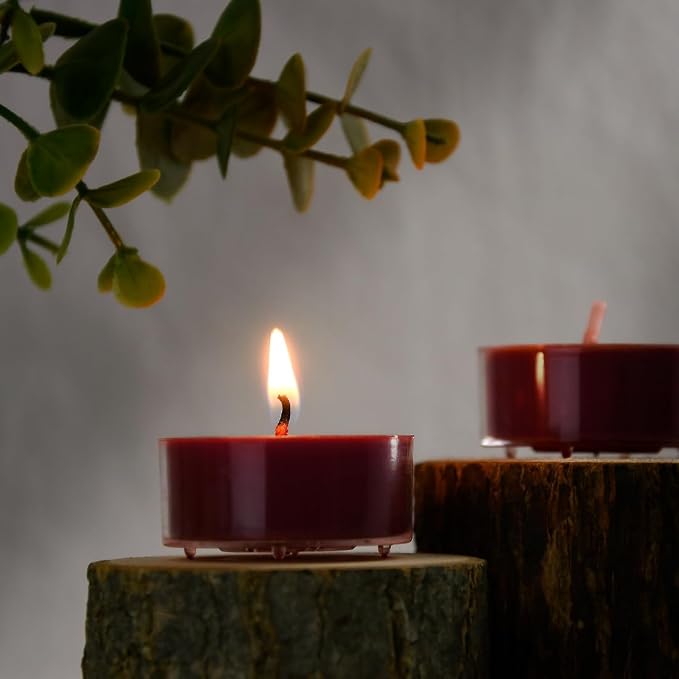 DEYBBY Scented Tealight Candles, Long Lasting Soywax Tea Candle Used for All of Holders|Clear Cup|24 Counts|Up to 4 Hour Burn Time|Apple Cinnamon