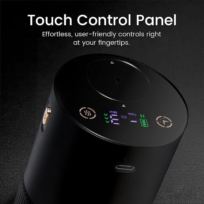 Waterless Diffuser for Essential Oil, Smart Car Air Freshener Diffuser, Scent Diffuser with Timer & 4 Mist Levels for Home, Room, Car, Office - Black