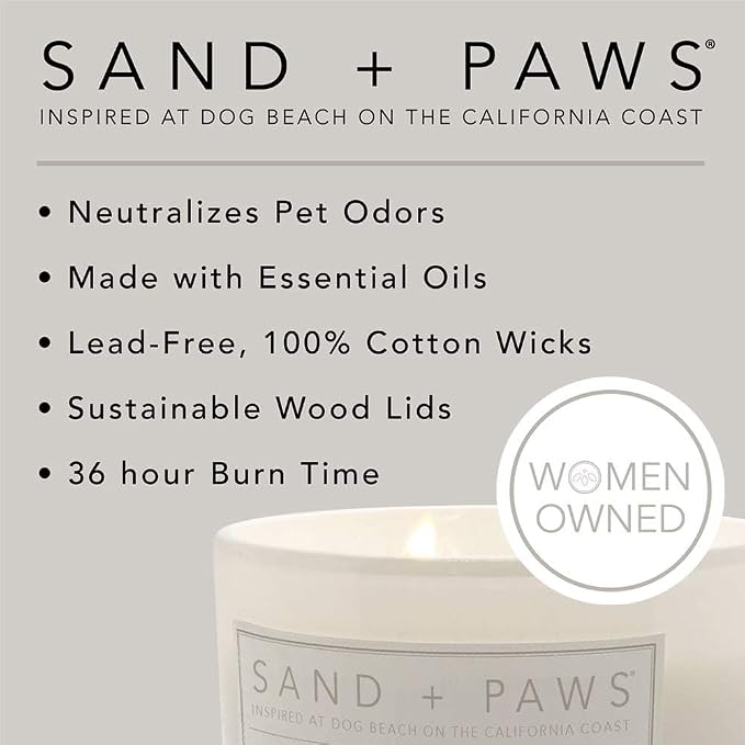 Sand + Paw Scented Candle - Crushed Candy Cane – Additional Scents and Sizes – 100% Cotton Lead-Free Wick - Luxury Air Freshening Jar Candles - Perfect Home Decor – 12oz
