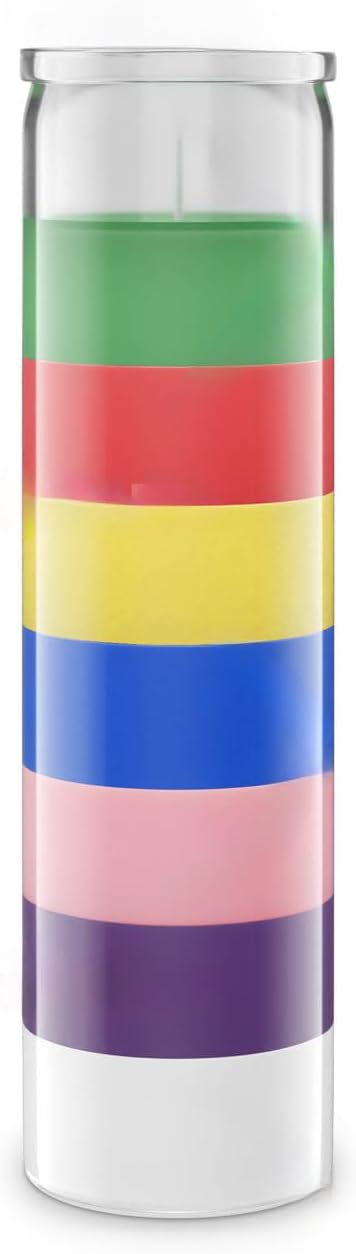 Simply Soson 1 piece Unscented 7 Color Glass Prayer Devotional Candle, Hand Poured Wax Candles - 2 Inch x 8 Inch, Great for Sanctuary, Vigils, Casting Chimes, Rituals, Spells, Wiccan & More