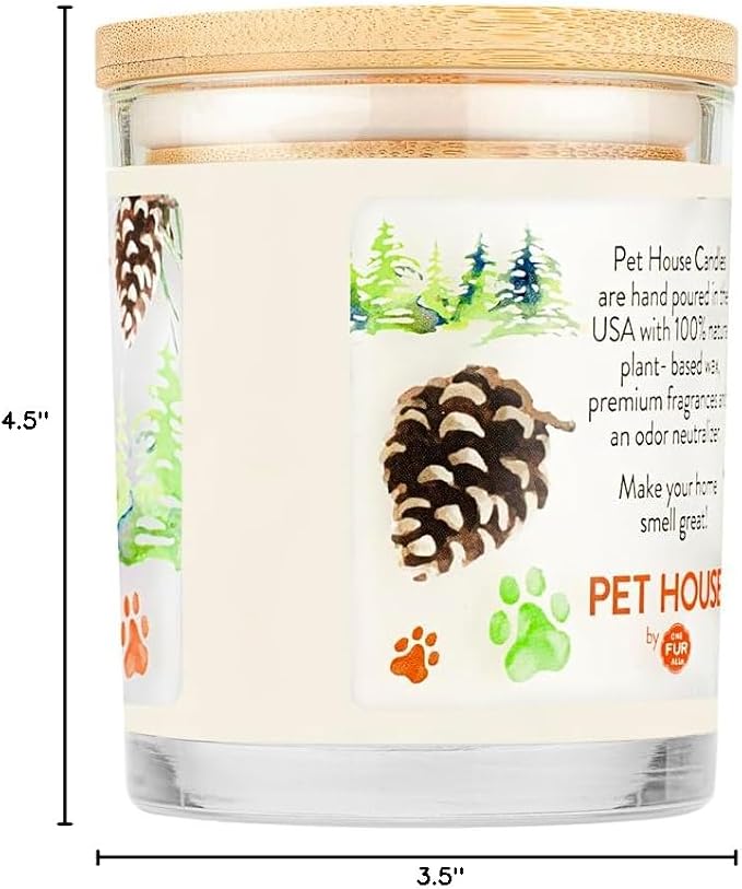 Pet House Candle Plant-Based, Clean Burning Long Lasting Scented Pet Odor Candle for Home - Evergreen Forest