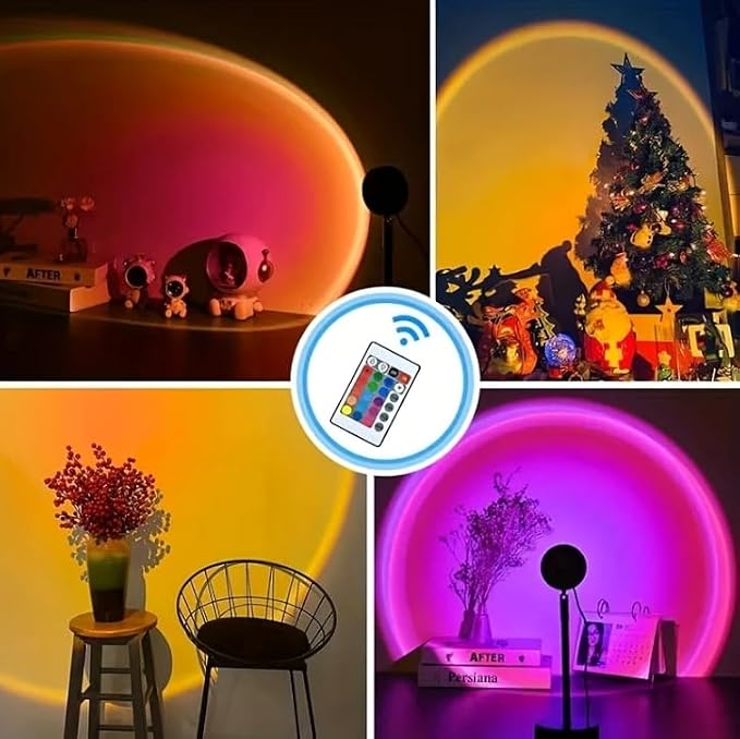 JIMEI Sunset Lamp Projector Led Lights for Bedroom Night Light RGB Lights Sun Sunlight Sunrise Lamp Mood Lighting Home/Room Decor Gifts for Women,Tabletop Multicolor