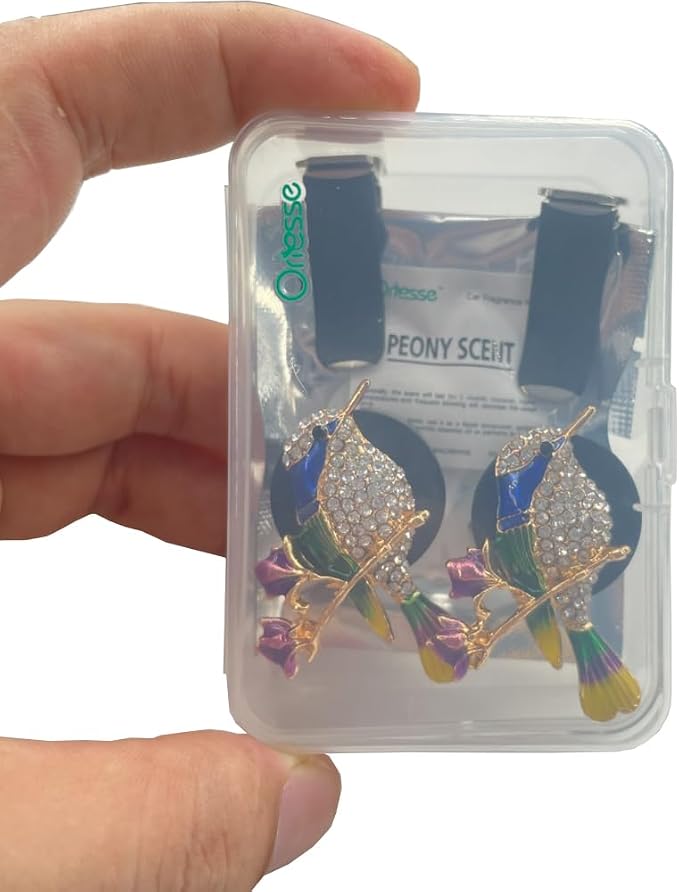 ORIESSE Hummingbird Air Vent Clips Car Fresheners,2pcs Bling Cute Bird Diffuser for Car Decor,Blue Accessories for Women