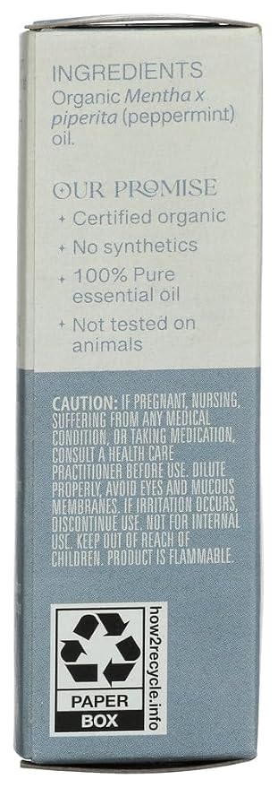 Aura Cacia, Organic Peppermint Essential Oil, 0.25 Fl Oz