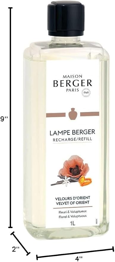 MAISON BERGER Lampe Berger Refill, 1 L, Velvet of Orient | Catalytic Lamp Fragrance Refill, ~160 h Fragrance Diffusion, Oriental Amber Scent, Made in France