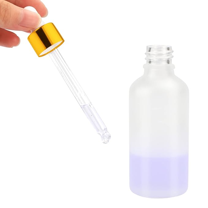 6 Pack Drop Bottle for Essential Oils, Empty Glass Holder With Glass Eye Dropper, Golden Cap Travel Perfume Container - Pipette & Funnel included (50ml/1.7 fl oz)