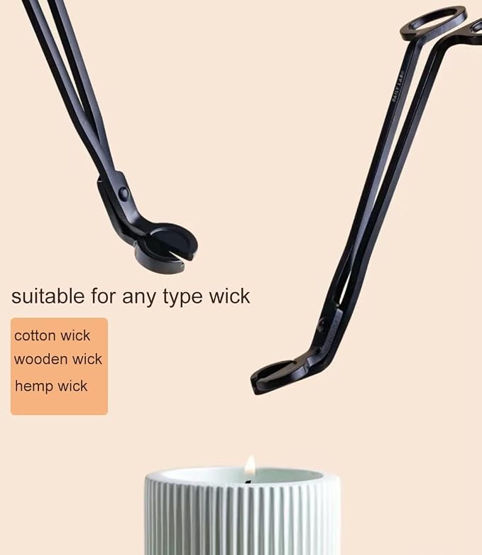 2 PCS Wick Trimmer, Polished Stainless Steel with Coating Wick Clipper Cutter, Scissors, Reaches Deep Into Candles to Cut Spent Wicks, Allow Cleaner Burn, Black