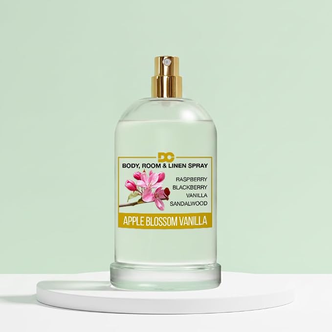 Daniella's Candles Apple Blossom Vanilla Perfume Body Room and Linen Spray, Natural Body Mist & Room Spray - 100ml/3.4oz
