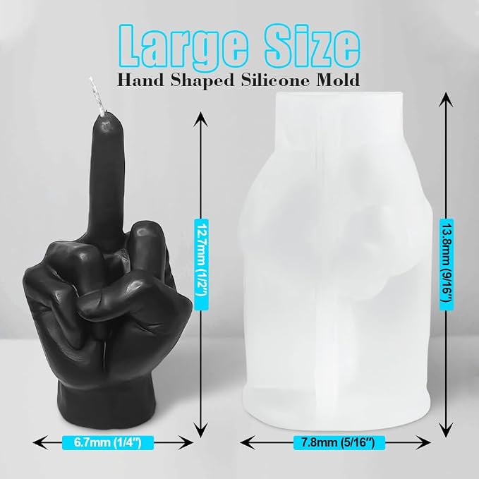 Large Hand Shaped Silicone Mold for Candle Making, 5 Inch Gesture Candle Mold,Middle Finger Shaped Resin Casting Mould for Making Candle Baking Soap Wax Cake Mousse Ice Cream