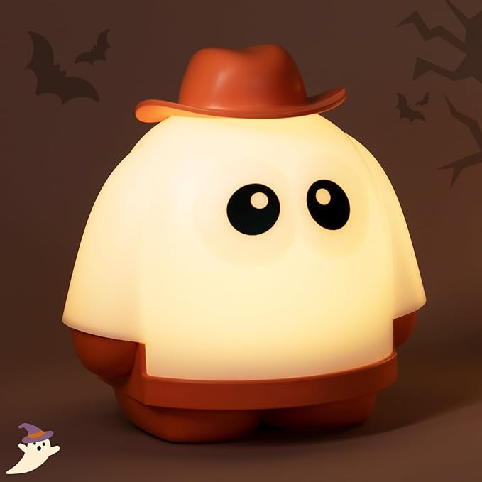 Ghost Night Light, Rechargeable Bedside Lamp, Portable Sleep Nightlight, Dimmable Night Lamps, Cute Nursery Lamp, Funny Gifts for Kids Teens Adults(Orange)